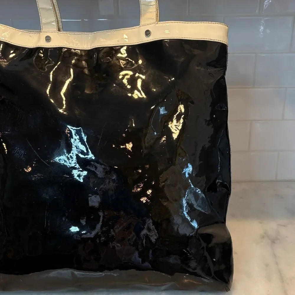 Tory Burch Bag Purse Handbag Tote Logo Patent Leather XL Designer Bag